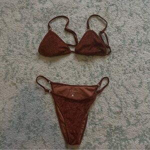 La Hearts Shimmering Brown Bikini Set